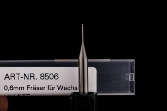 0,6mm Radiusfräser, unbeschichtet für PMMA/Wachs